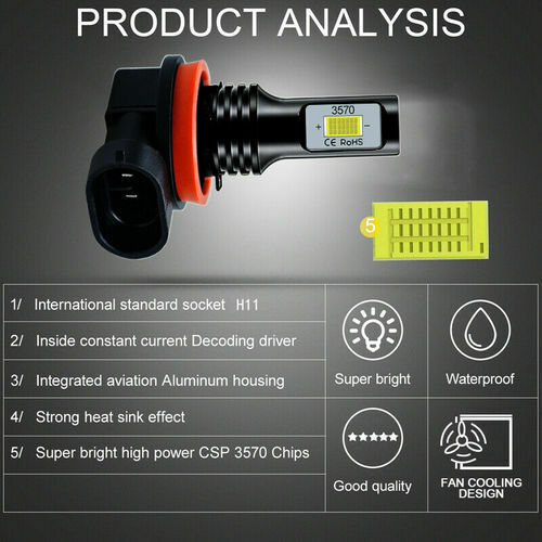 Kit de 2 bombillas LED H11 para haz bajo Traverse 2009-2017 6000 k - Imagen 2 de 12