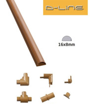 D-Line 16mm x 8mm Oak (Wood) Micro Trunking Connectors PVC Cable Management