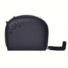 Zip Cute Cartoon Cat shaped design Wallet Multi-card slots Holder Faux Leather