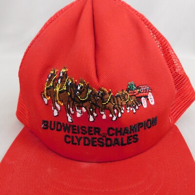 帽子 Budweiser Clydesdales 1980's deadstock Vintage 80s Budweiser Champion Clydesdales Snap-Back Trucker Hat