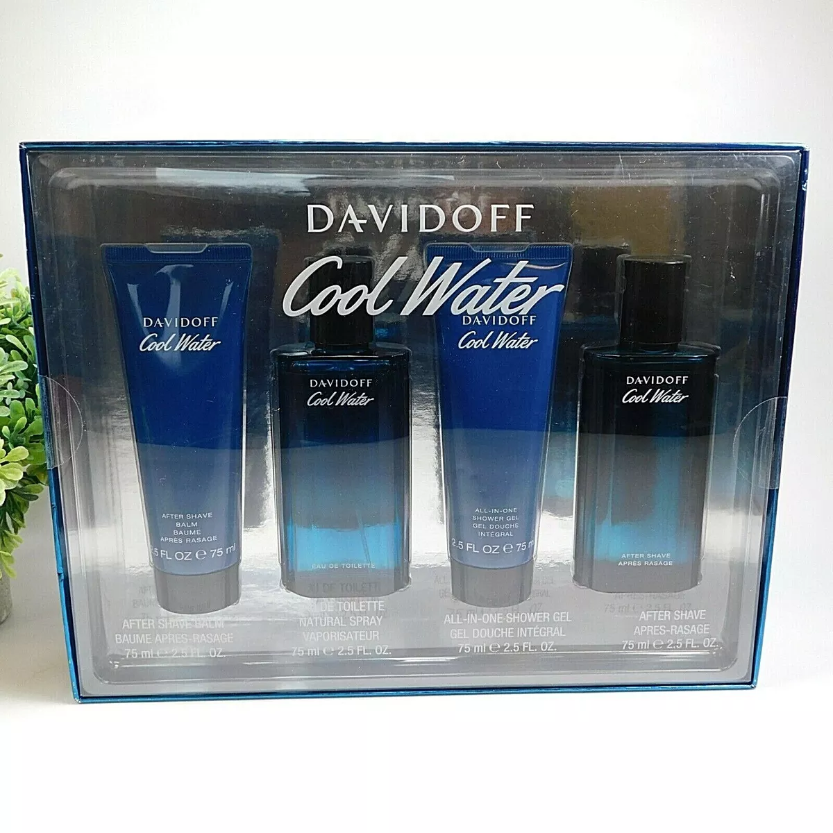 Davidoff Cool Water for Men 4 Piece Gift Set 2.5 oz Each New in Gift Box