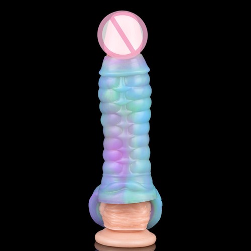 Luminous Realistic Sleeve Condoms Sheath Bigger Penis Extender Enlarger Girth - Picture 5 of 11