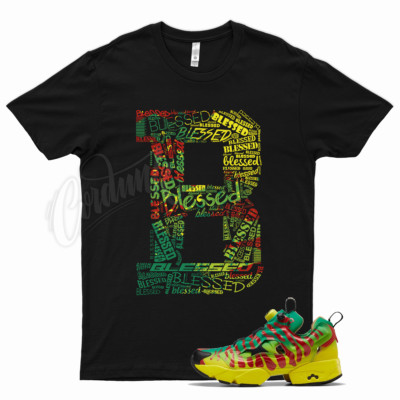 Black BLESSED T Shirt for  jur Park x Instapump Fury Green Yellow Red