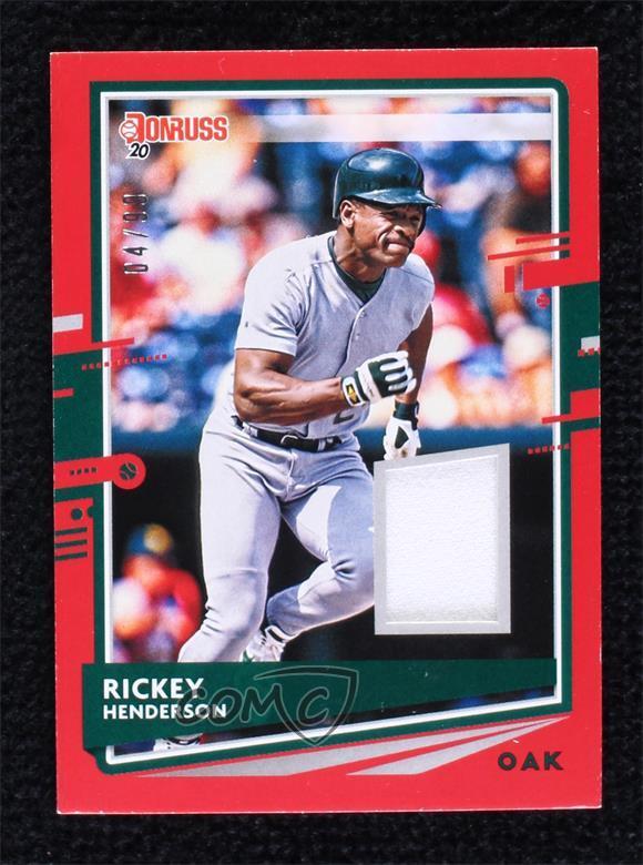 2020 Panini Donruss Donruss Materials Red 4/99 Rickey Henderson #DM-RI HOF