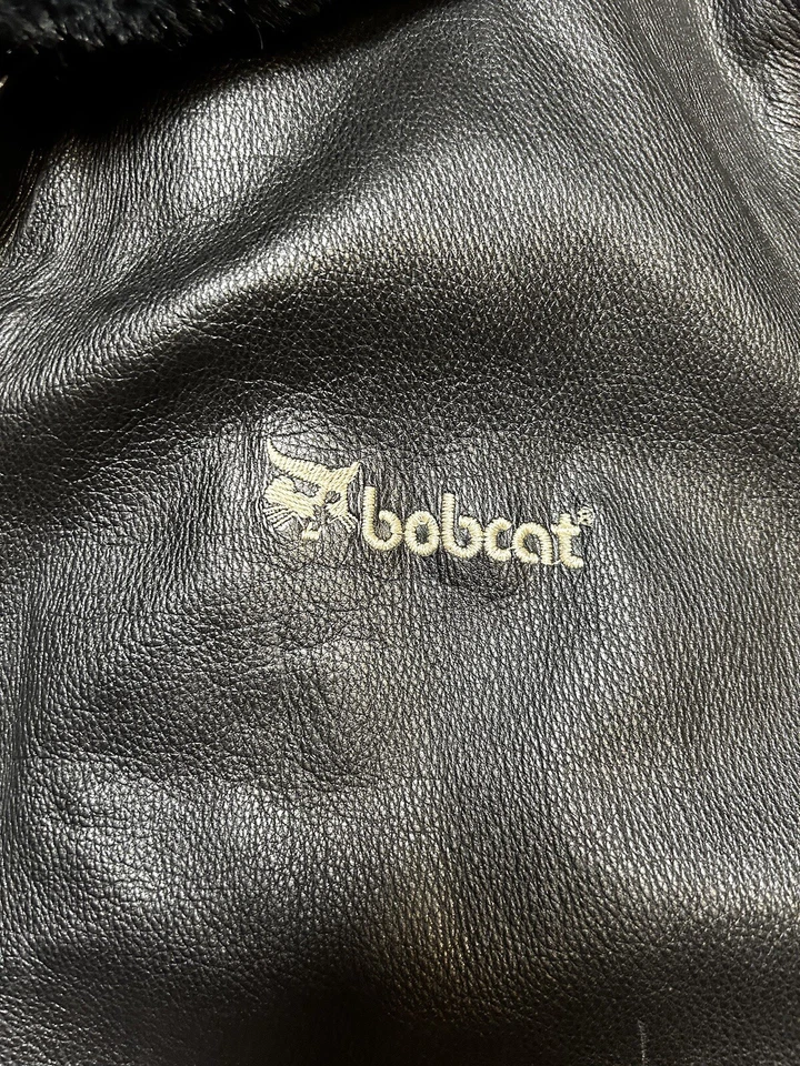 Chaqueta de moto bombardero forrada con cremallera A-2 de cuero Bobcat vintage para hombre 2XL Foto 3 de 4