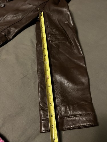 LIZ CLAIBORNE GIACCA donna taglia L MARRONE morbida pelle bottoni colletto anteriore - Foto 17 di 18