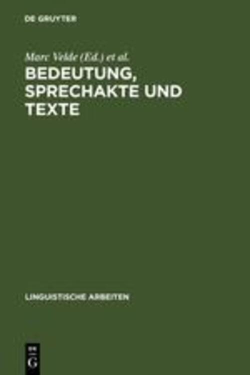 Thumbnail - Willy Vandeweghe (u. A.) | Bedeutung, Sprechakte Und Texte | Buch |