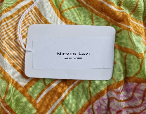 Nieves Lavi Seychelles Green/Ochre Mollusca Print Silk Top - XS / S - Picture 6 of 9