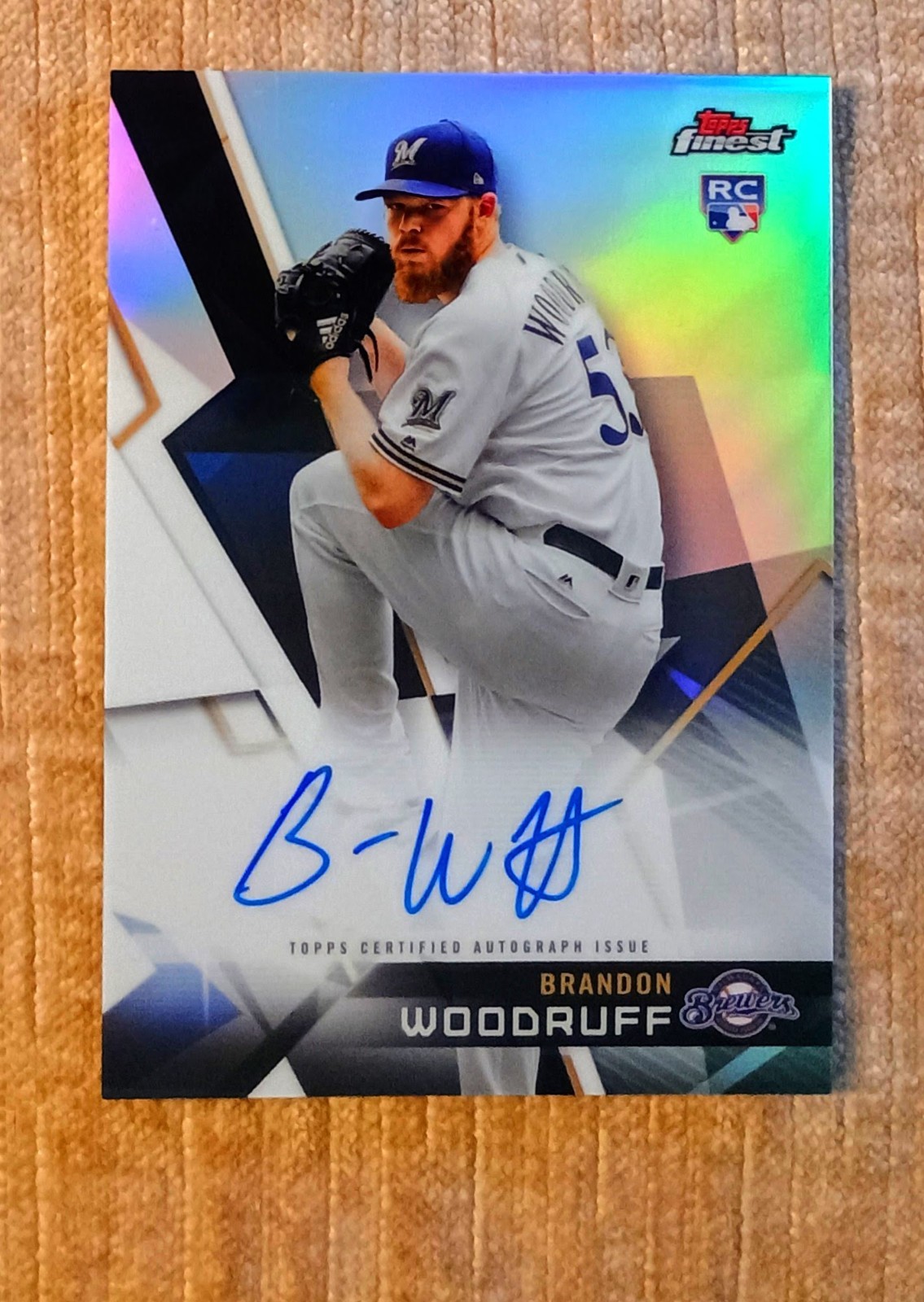 BRANDON WOODRUFF 2018 Topps Finest RC AUTO*NICE*On Card BREWERS ROOKIE AUTOGRAPH