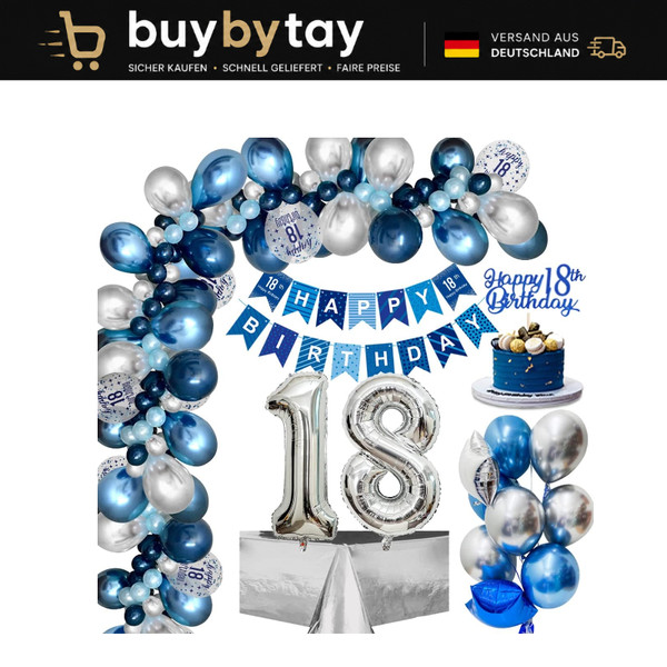 Deko 18. Geburtstag Jungen MäDchen Luftballons Banner Folienballons Konfetti-image