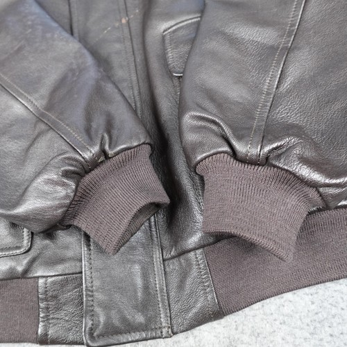 LL Bean Leather Jacket Mens Large Brown Goatskin Coat Thinsulate A-2 Aviator VTG - Picture 7 of 15