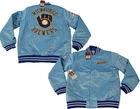 Milwaukee Brewers Mens Mitchell & Ness Heavy Weight Satin Snap Jacket Coat $150
