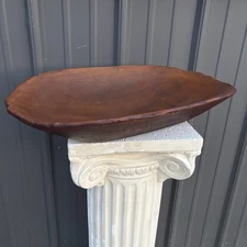 Antique Primitive Hand-Carved Wooden Trencher Oval Bread Dough Bowl 19" Long
