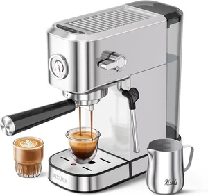 20 Bar Espresso Machine,Compact Stainless Steel Espresso Maker with Milk Frother