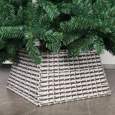 Christmas Tree Collar, Plastic Rattan Xmas Tree Ring, Farmhouse Christmas Tre...