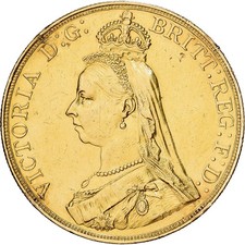 [#1121584] Great Britain, Victoria, 5 Pounds, 1887, London, Gold, EF(40-45), KM: