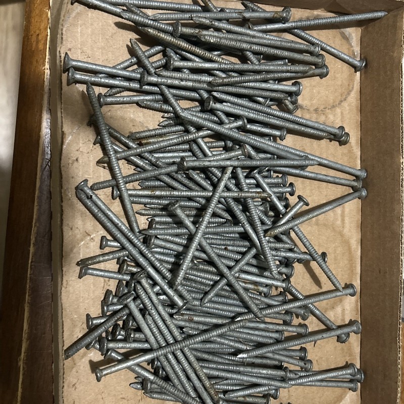 4+ Pds. 4" Ring Shank Nails Unused Open Box Barn Find - 135 Nails