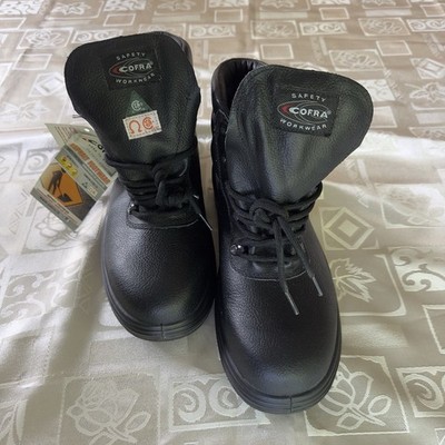 COFRA Black Leather Work Boots, Treadless Asphalt Size 10 New With Tags