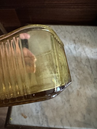 Vintage Federal Glass Amber Golden Yellow 4" Square Refrigerator Dish with Lid - Picture 4 of 6