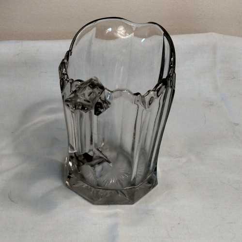 VTG EAPG Heavy Clear Glass Creamer Trophy Handle Scalloped Rim - Picture 4 of 9