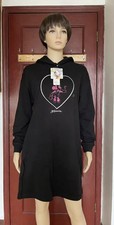 Uniqlo WOMEN MICKEY ART KATE GIBB HOODED SWEAT LONG-SLEEVE DRESS Black Small