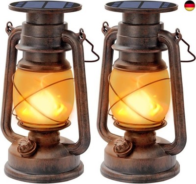 Vintage Solarlaterne für Außen, 2 Stück Solar Laterne Hängende Retro LED Solarla