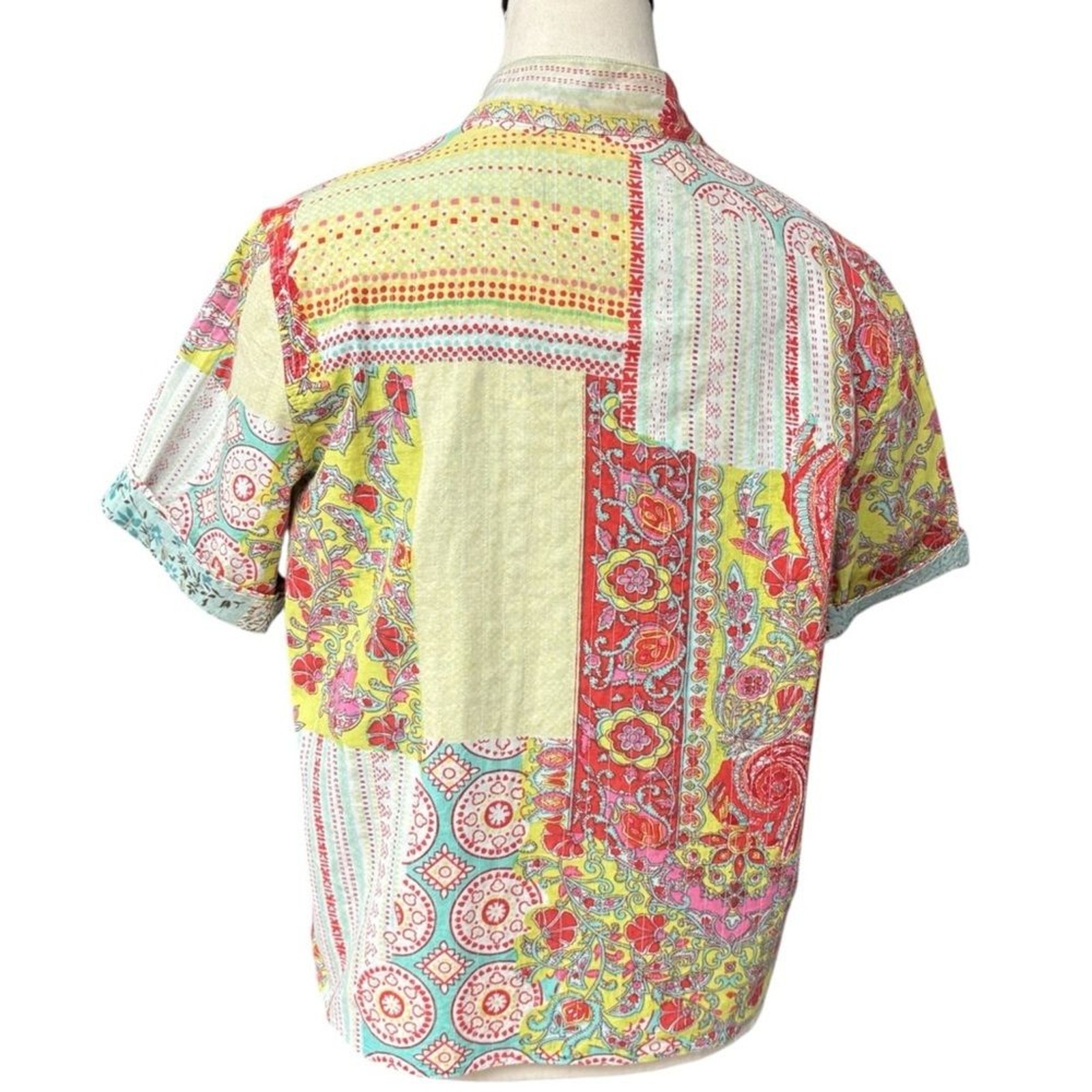 Handmade Reversible Paisley Boho Patchwork Button… - image 2