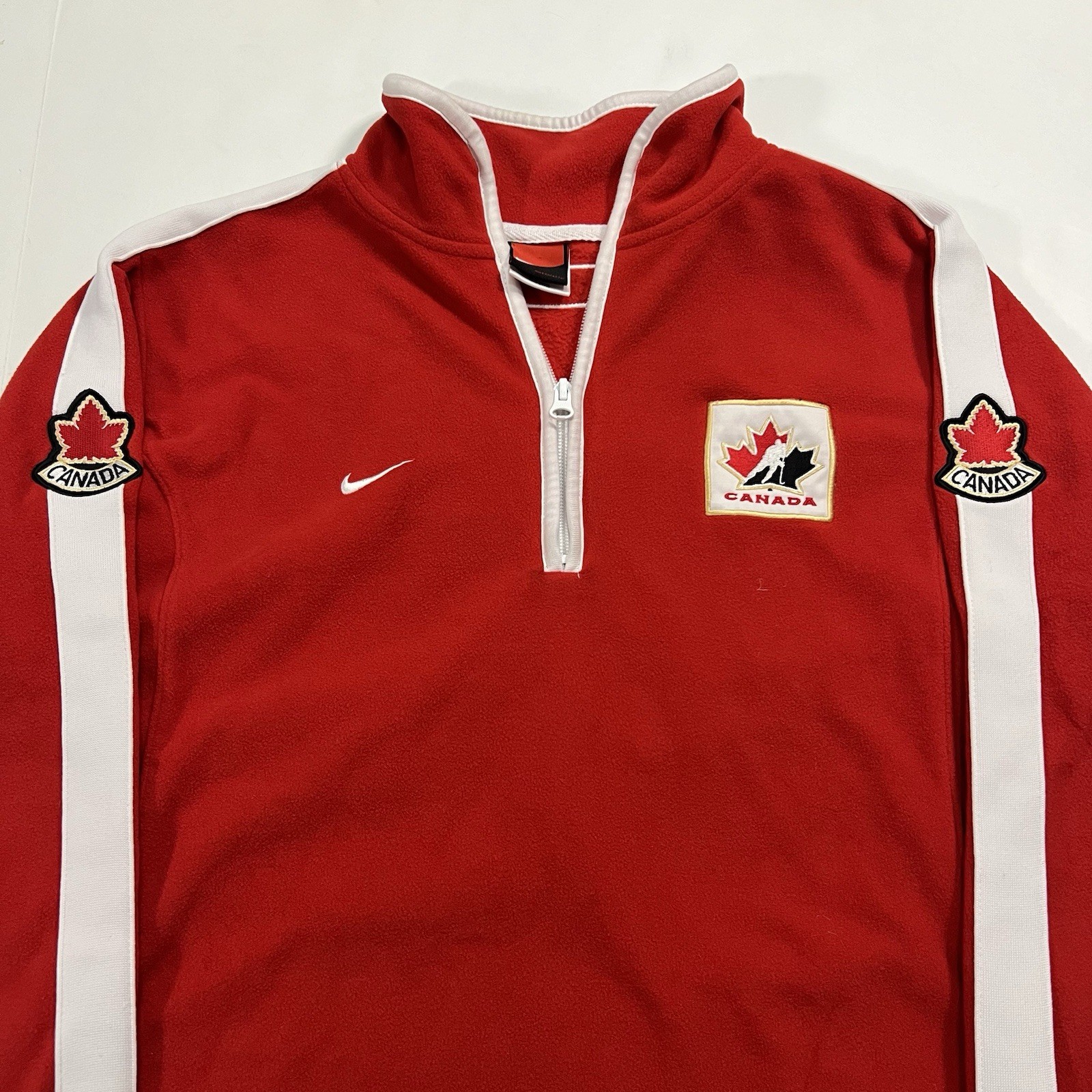 Vintage NIKE IIHF Canada Hockey 1/4 Zip Fleece Pullover Jacket Size Men S thumbnail 2