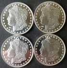 Lot of Four HM 1oz Silver Morgan Rounds