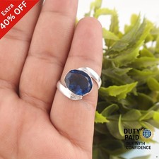 Valentines Sale London Blue Topaz Gemstone 925 Silver Birthday Band Ring Jewelry