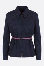 GUCCI GG Blue Gabardine Belted Full-Zip Jacket New & Authentic