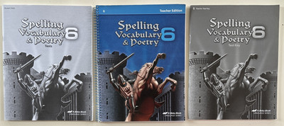 Abeka 6 Spelling Vocabulary Poetry 6th Grade Teacher Edition Tests & Key Lot