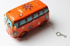 GESCHENKIDEE SPARDOSE KERAMIK  Volkswagen VW T1 BUS BULLI - HIPPIESTYLE orange