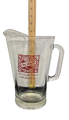 Vintage Falstaff Beer Glass Pitcher Heavy Glass