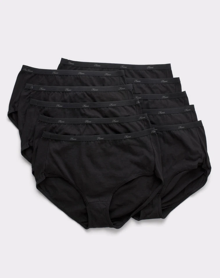 Paquete de 10 calzoncillos Hanes ropa interior transpirable 100 % algodón todo negro