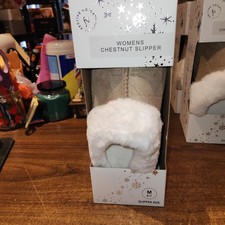 NEW Womens Chestnut Slide-On Memory Foam Slippers, Sz M 6-7 