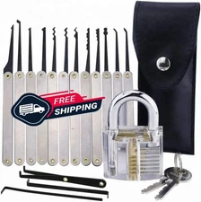 Lockpicking Practice Set – 15 PCS Stainless Steel Tools with Transparent Trainin