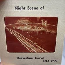 Curt Teich Herradura Curva Altoona PA 35mm Diapositivas Lote de 4 - Ferrocarril PRR