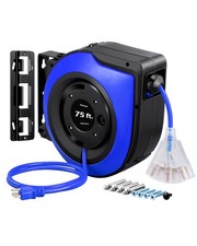 Retractable Extension Cord Reel Power Cord Reel 75FT 14/3C SJTOW Blue UL Listed