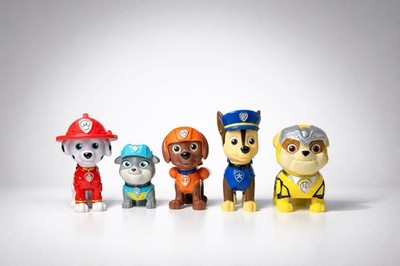 PAW Patrol Plastic Dog Figurine Set Marshall Chase Rubble Zuma Rocky Multicolor