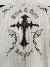 Fender Custom Shop White L/S Embroidered Cross Shirt LG French Cuffs