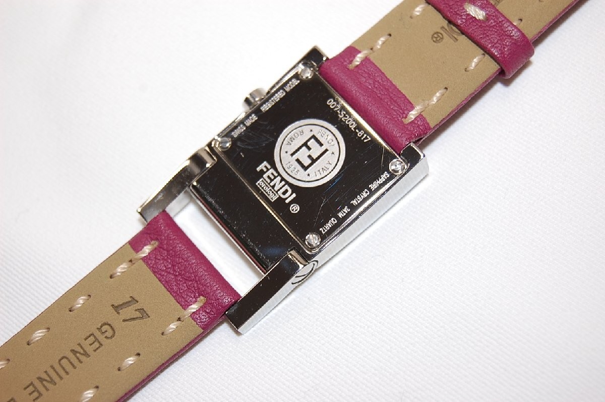 Fendi 5200L Women's Quartz Watch Purple Dial Leather Strap Used thumbnail 6