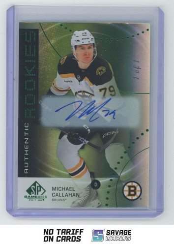2025-26 SP Game Used Authentic Rookies Green Auto Michael Callahan 1/1 #AR-MC