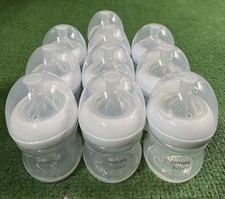 LOT OF 9 - Phillips Avent Natural Bottles Nipples Tops 4oz Plastic Complete