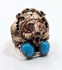 Vintage Sterling Silver 925 Copper Running Bear Turquoise Native American Ring 8