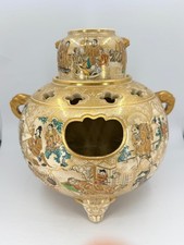 Antique Japanese Satsuma Ware Meiji Period Koro Incense Burner Censer