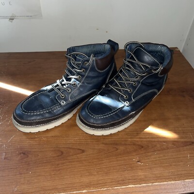 Call It Spring Mens Navy Blue Brown Moc Toe Ankle Boots Size 