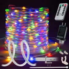 Colorful 8-Mode LED Outdoor Waterproof Rope Light 10' 20' 25' 50' 100' 150' ft