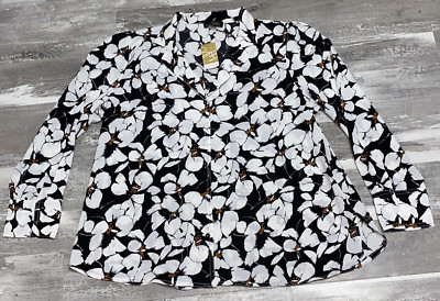 Suzanne Betro NWT Women's Top Button Up Size 2X Long Sleeve Floral