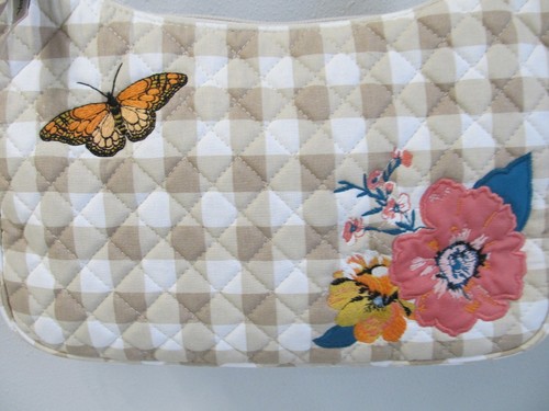 NWT Vera Bradley Frannie Crescent Crossbody Peach Blossom Picnic Shoulder Bag 🦋 - Picture 7 of 12